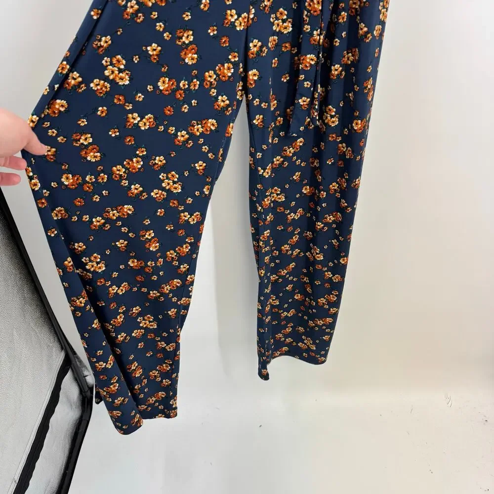 NEW Baltic Born Ashlyn Jumpsuit 1X Navy Floral Wrap Belted Wide Leg Plus Boho - Picture 6 of 11